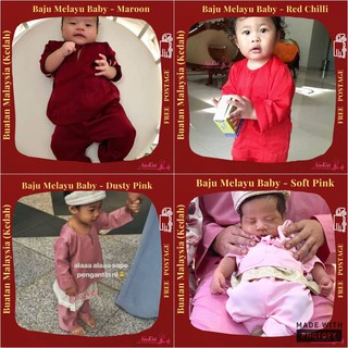 [Shop Malaysia] Baju Melayu Baby Red & Pink Edition - Red Chilli, Maroon / Dark Red, Soft Pink