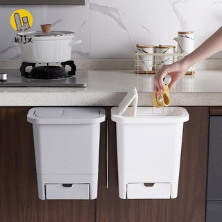 🔥🔥🔥HOT SALE WiJx❤❤❤Summer Korean Cabinet Mounted Trash Can Wall-mounted Kitchen Garbage Bin Dustbin with Lid @SG