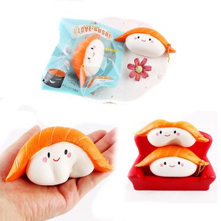 Soft Squishy Slow Rising Salmon Sushi Phone Charm Toy Gift + Ball Chain