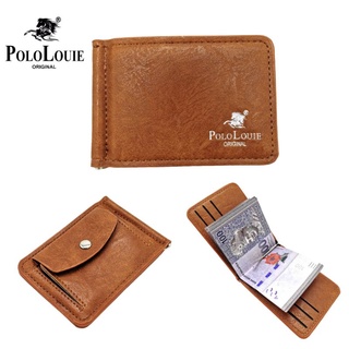 [Shop Malaysia] Original Polo Louie Light Slim Bifold Leather Men Money Clip Wallet Card Holder