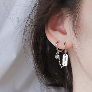 1 Side Earring Korean Fashion Double Ear Hole Earrings (1 piece) Simple Zircon Pendant Cool Hip Hop Earring