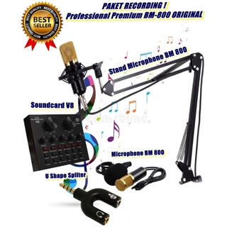 Ready Stock BM 800 Microphone Condenser Sound Recording Microphone For Radio Braodcasting Singing Recording KTV Karaoke Mic Sound Card V8