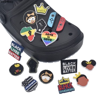 [xo94bsy]10pcs Black Girl Magic Croc Shoe Charms Accessories Decorations Clog Sandals