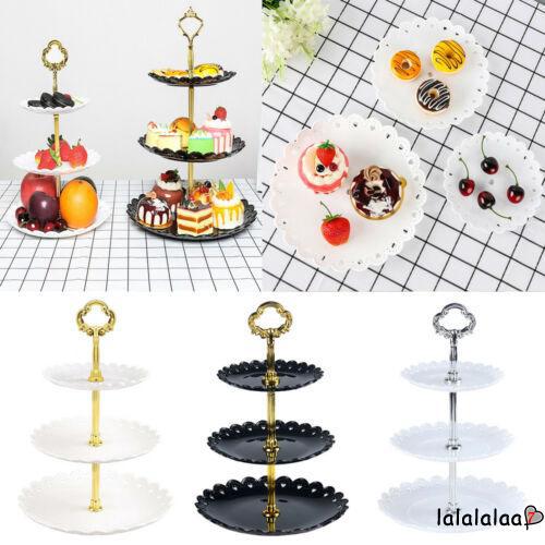 ✪B-B3 Tier Plastic Cake Stand Afternoon Tea Wedding Plates Party Tableware