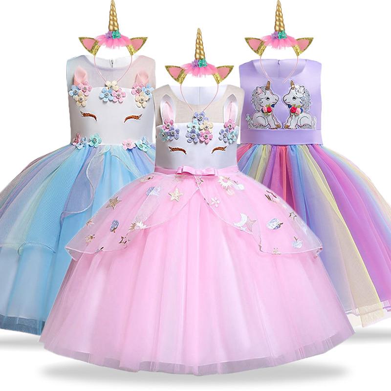 Unicorn Party Dress Kids Dresses For Girls Costume Children Girls Princess Dress