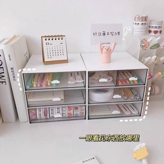【In Spot|Fast Shipping】Desktop Drawer Organizer \Ins Wind Transparent Dust Office Stationery Sundries Shelves