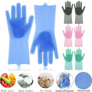 1Pair Magic Rubber Dish Washing Gloves Scrubber Home Cleaning Scrubbing