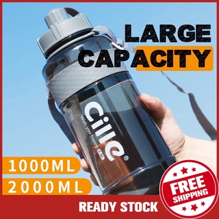 【FREE SHIPPING】【With Belt】1L 2L 3L Drinking Water LeakProof Water Bottle Sports Fitness Kettle Large Capacity Straw Cup