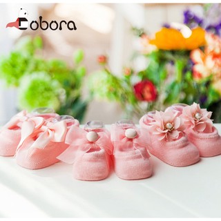 BOBORA 3 Pair/set Newborn Baby Girls Cute Socks Anti Slip Princess Bowknot Socks (1)