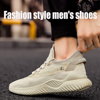 【Spot First Sale】 Mens Athletic Running Shoes Tennis Fashion Lightweight Breathable Walking Sneakers 【full black,Beige,white】