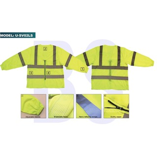 Long Sleeve Safety Vest- Zip type with reflective