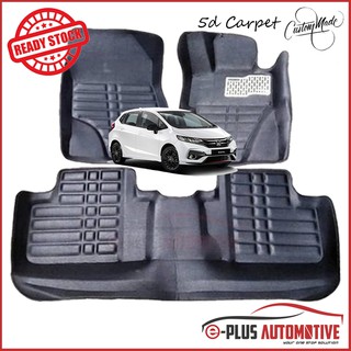 Honda Jazz 2007-2019 5d Customized Fit PU Leather Car Carpet Floor Mat (Black / Red Lining)