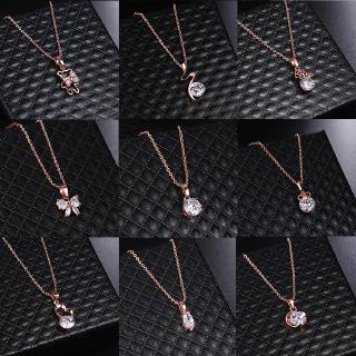 Korean Fashion Necklace, Color-preserving Hypoallergenic Zircon Necklace, Simple Temperament, Rose Gold, Zircon Necklace, Female Gift