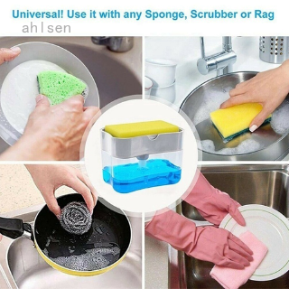 New 2-In-1 Sponge Rack Soap Dispenser Scrubber And Sponge Caddy Kitchen Supplies