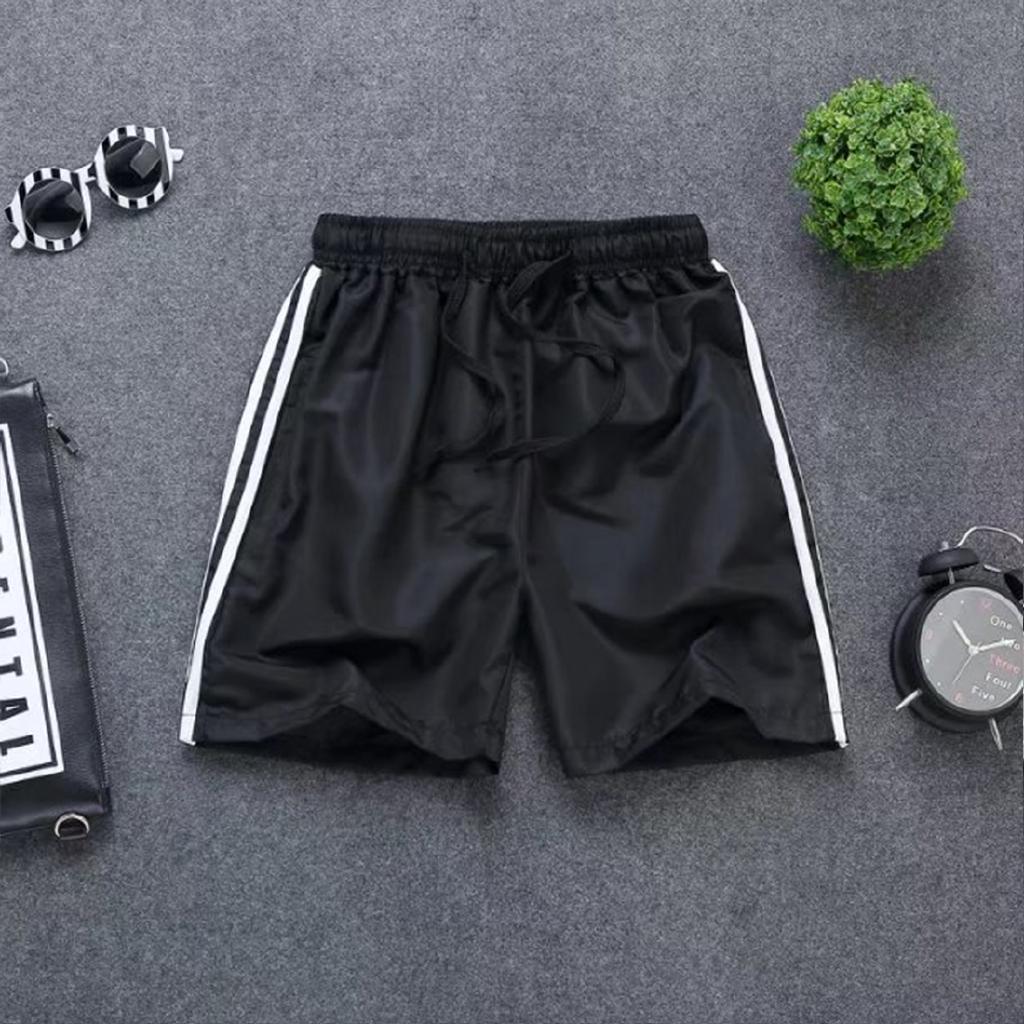 Men Fitness Sports Quick Dry Stripe Soft Polyester Casual Summer Beach Shorts