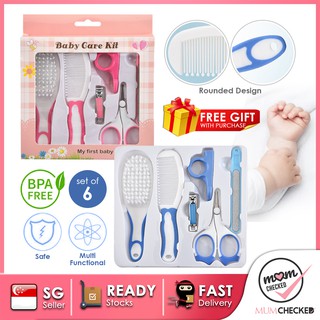 [6 IN 1] Baby Grooming Care Kit Set | Nail Clipper Comb Scissor | Infant Health Care Gift Set | BPA FREE | MUMCHECKED