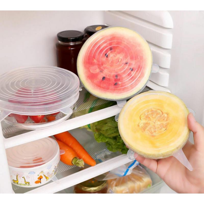 ❤️ 6Pcs Universal Silicone Stretch Suction Pot💛 Lids Kitchen Refrigerator Food Cover Pan Bowl
