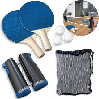 7-Piece Retractable Table Tennis Game Set, All-in-ONE Ping Pong Set for Any Table, 2 Ping Pong Paddles/Rackets and 3 Balls, Premium Storage Case | Portable Table Tennis Set with Retractable Net (1)