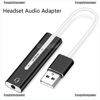 Coagulatepower 1Pc USB To 3.5 mm stereo jack headset audio adapter cable external sound card