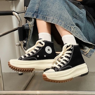 1970s high-top thick-soled canvas shoes female black students Joker version shoes heightening casual platform shoes sports