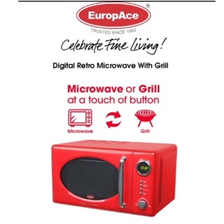 Europace Retro 20L Microwave Oven With Grill EMW 3202T Digital (RED) (1)