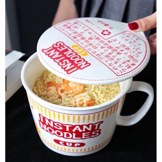 [SG stock] Instant Noodles Cup Bowl with Lid Japanese style creative noodle bowl Large Mug Birthday Gift