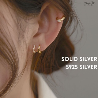 100% Sterling S925 Silver Hoop Earrings Petite Ear Bone Small Helix Piercing Huggies Earring Zircon Cartilage Dainty
