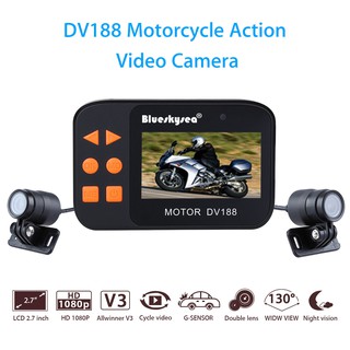 Motorcycle Twin Camera Motorbike Dual FHD Dash Cam Loop G-Sensor Video Camcorder