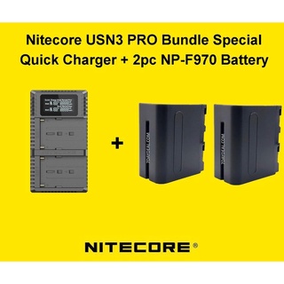 Nitecore USN3 PRO Dual Slot USB Charger + 2 Pieces NP-F970 Battery