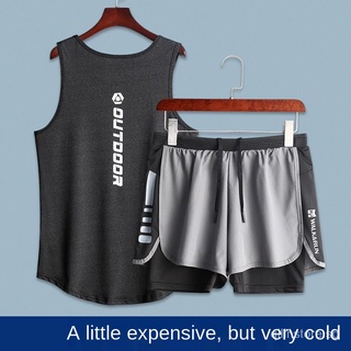 Fitness vest Bodybuilding Tank Tops Muscle Singlets Sleeveless SFitness Clothes Men's Marathon Ice Silk Quick-Drying Vest Running Sports Suit Track and Field Sports Training Summer Equipment