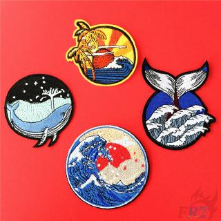 ☸ INS：Ukiyoe - Romantic Hawaii / Whale and Sea Patch ☸ 1Pc Diy Sew on Iron on Badges Patches