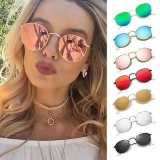 Women Round Style UV400 Sunglasses Luxury Metal