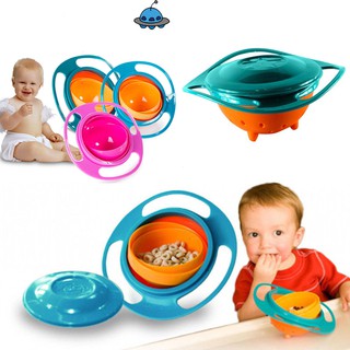 Baby Kid Food Spilling Gyro Bowl Dishes 360 Rotate Non Spill Bowl Dish