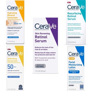 CeraVe Vitamin C/ Resurfacing Retinol Serum/ Anti Aging Retinol Serum/ Hydrating Sunscreen/AM Lotion