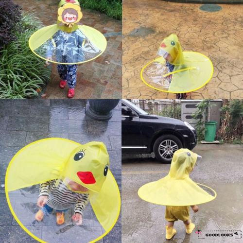 HGL♪Rain Coat UFO Duck Kids Baby Children Umbrella Hat Magical Hands Free