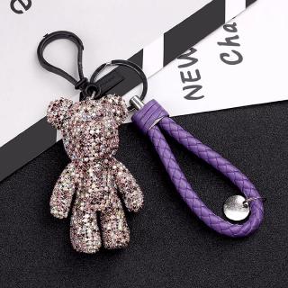 Cute Creative Crystal Diamond Bear Keychain, Novelty Car Key Ring Chain, Women Bag Pendant Gift
