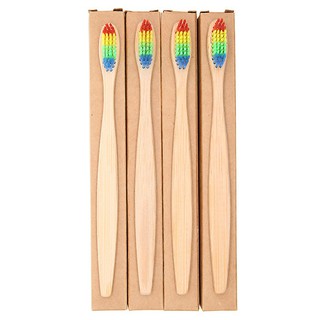1PC Colorful Wholesale Wooden Rainbow Bamboo Toothbrush Oral Care Soft Bristle
