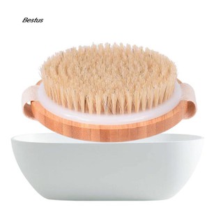BEST Round Bamboo Body Brush Dry Skin Shower Boar Bristle Bath Massage Skin Care Tool