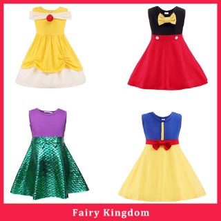 New Kids Dresses for Girls Birthday Ariel Mickey Snow White Cosplay Baby Girl Kids Halloween Costume