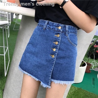 ☃▩♂40-100KG Plus Size Denim Shorts Women Summer High Waist Students Wide Leg Skirt Pants Korean Loose Large Versatile Hot Fashion