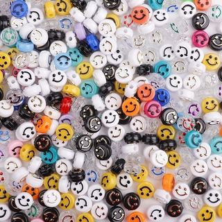 50Pcs 10mm Oval Shape Acrylic Spaced Beads Smile Beads For Jewelry Making DIY Charms Bracelet Necklack