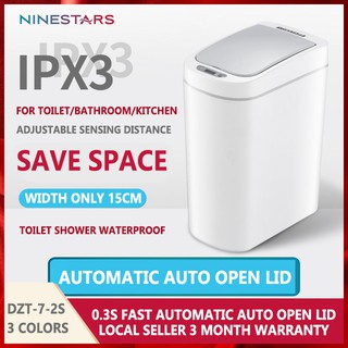 Ninestars 7L Slim Size Smart Induction IPX3 Waterproof Dustbin Automatic Sensor Trash Can Toilet Bathroom Kitchen Bin