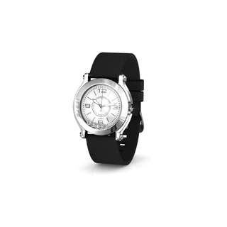 Happy Watch White Gold Black - Made with premium grade crystals from Austria