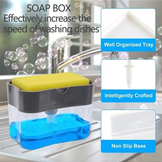 2-in-1 Soap Pump Kitchen Soap Dispenser Dispenser and Sponge Stand Press 13 ounces LT