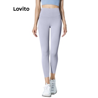 Lovito Summer Plain High Waist Sports Yoga Pants L02044 (Light Blue/Pink/Black/Dark Blue/Gray/Green/Purple)
