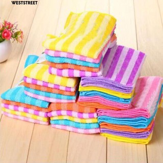 🔥5Pcs Kitchen Dining Striped Wash Towel Absorbent Square Microfiber Dishcloths