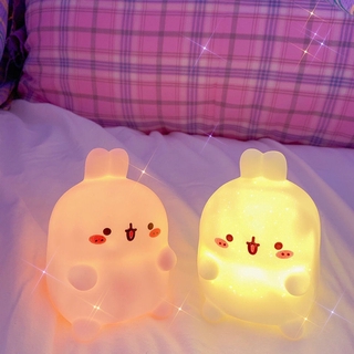 Rabbit Cartoon Night Light Bunny Glutinous Rice Warm Unplugged Battery Type Gift Up Colorful Changing Cute Simple Ener
