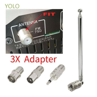 YOLO Radio Aerial 5V 10W 75 Ohm Antenna Wave Telescopic with TV/3.5 Adapter FM F Type 86-106MHz