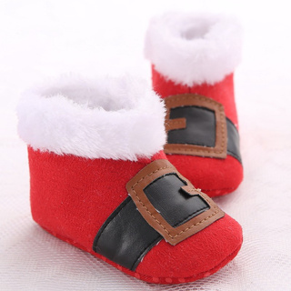 Winter Christmas Santa Claus Warm Baby Boys Girls Snow Boots Fleece Baby Shoes