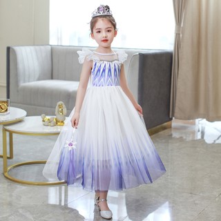Girls Frozen Dress Elsa White Dress Cosplay Costume For kids